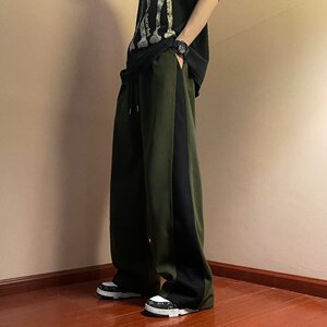 休闲裤男2024春季宽松直筒阔腿运动裤时尚拼接男长裤k9521 p35图片