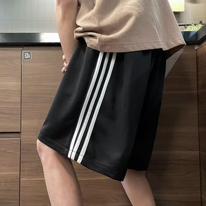运动短裤男2024夏季韩版侧边三杆休闲宽松阔腿百搭五分裤dk48p20