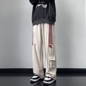 秋季休闲裤阔腿裤刺绣休闲运动三杆拖地束脚卫裤潮k156 p45图片
