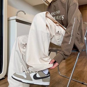 口袋工装休闲裤男春秋季街头复古高街潮牌宽松直筒长裤潮k959p45