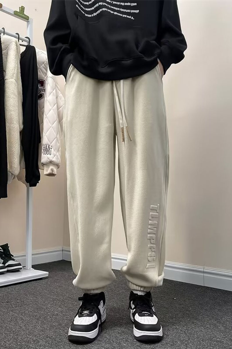 冬款男加厚休闲裤重磅双面奥粒绒运动裤潮钢印束脚裤hk118p55,男装休闲裤,星座204-6