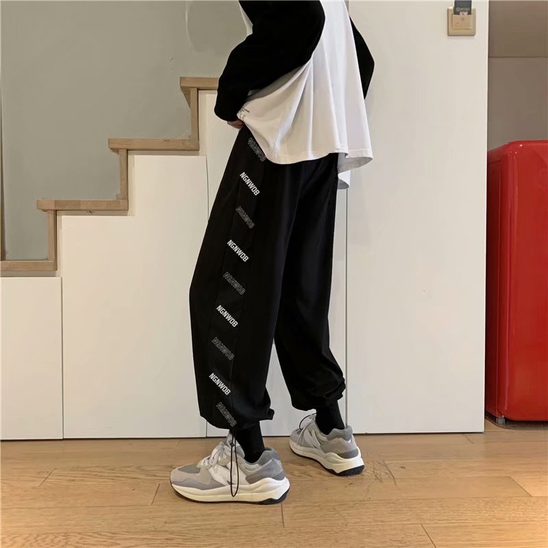 休闲裤男夏季冰丝薄款韩版宽松运动裤抽绳中性束脚裤k349p25，男装休闲裤，星座204-6