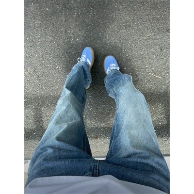 网图 夏季闪电纹牛仔裤男款高街直筒微喇牛仔裤nk8056 p48