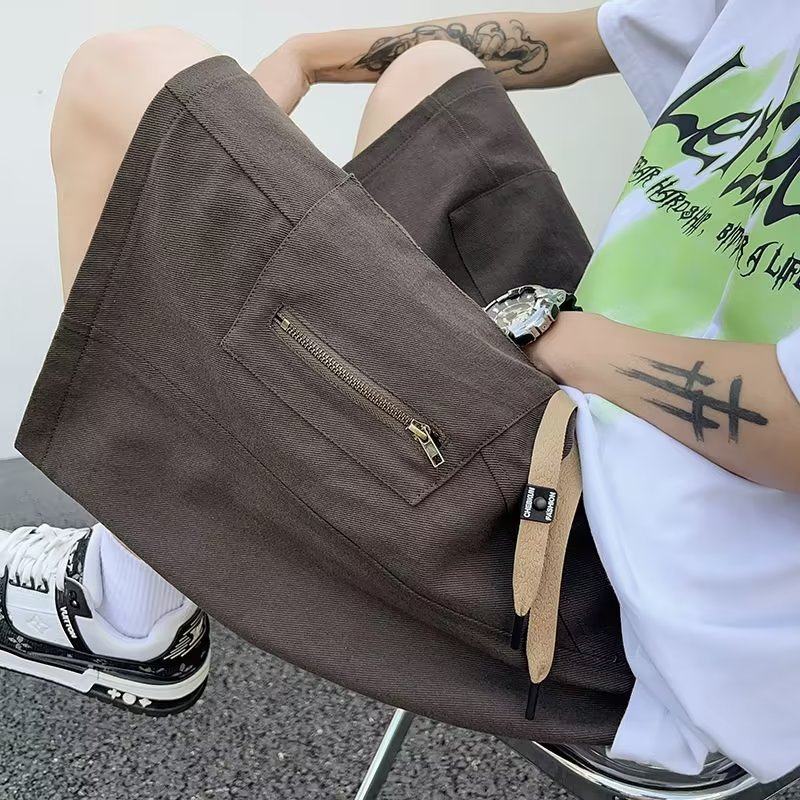 复古工装短裤男女夏季潮牌宽松阔腿休闲五分裤dk2221 p40图片