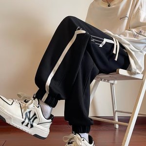 休闲裤男秋冬宽松束脚卫裤潮牌青少年运动裤潮k871 p65图片