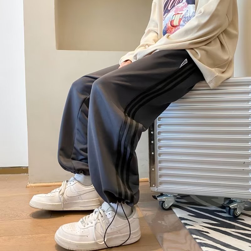 休闲裤2023秋冬直筒三杆运动裤ins情侣时尚韩版长裤男k914p30,男装休闲裤,星座204-6