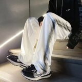 休闲裤男2023夏季韩版树皮皱宽松束脚休闲运动拖地长裤k71p40，男装休闲裤，星座204-6