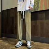 美式裤高街ins潮牌抽绳束脚卫裤男春季宽松直筒休闲长裤k940p35，男装休闲裤，星座204-6