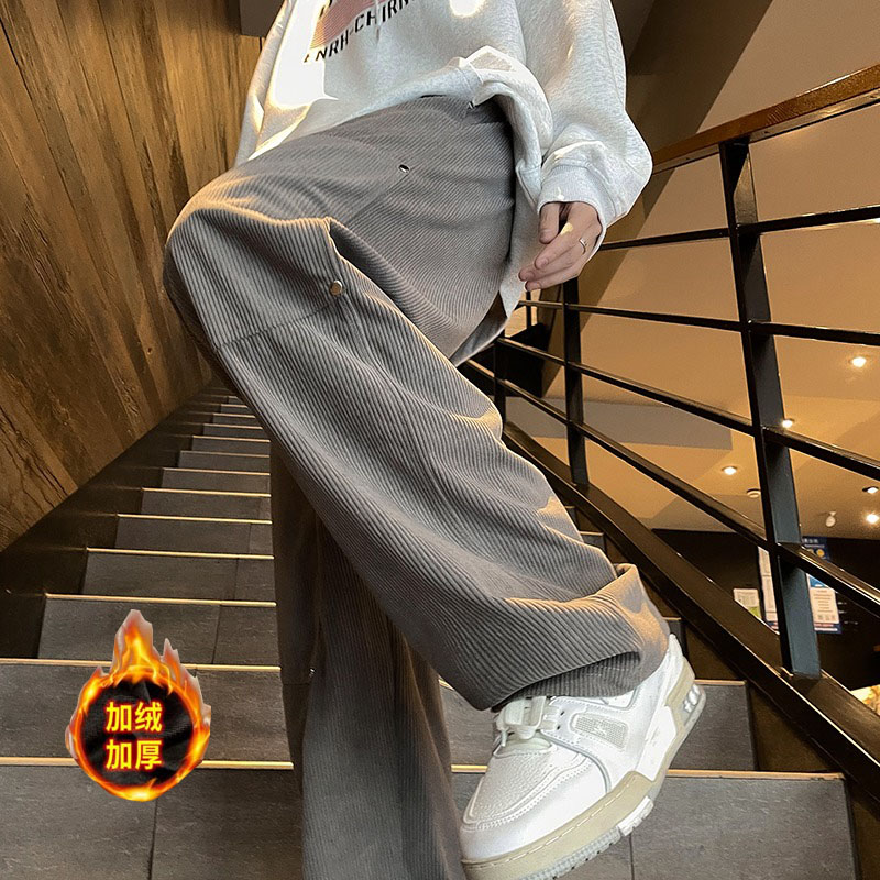 灯芯绒裤男冬季加绒潮宽松阔腿垂感休闲长裤hk823p50,男装休闲裤,星座204-6