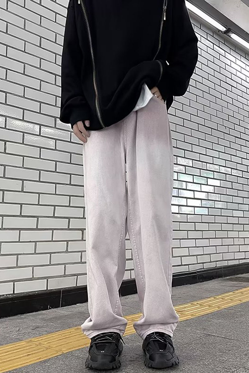 美式牛仔裤男女秋季水洗渐变长裤潮牌高街宽松直筒裤nk46p55,男装牛仔裤,星座204-6