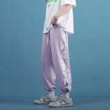 休闲裤男2023夏冰丝薄款韩版宽松运动裤抽绳中性束脚裤k505p25，男装休闲裤，星座204-6