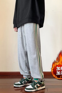 冬季男宽松大码加绒直筒休闲运动长裤高街束脚卫裤潮hk811 p50图片