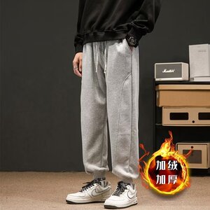 运动裤男秋冬加绒宽松束脚裤韩版潮流大码休闲裤潮hk17 p50图片