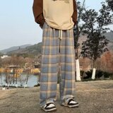 春季男休闲裤格子慵懒气质潮牌百搭流行宽松毛呢裤潮k8700p45，男装休闲裤，星座204-6