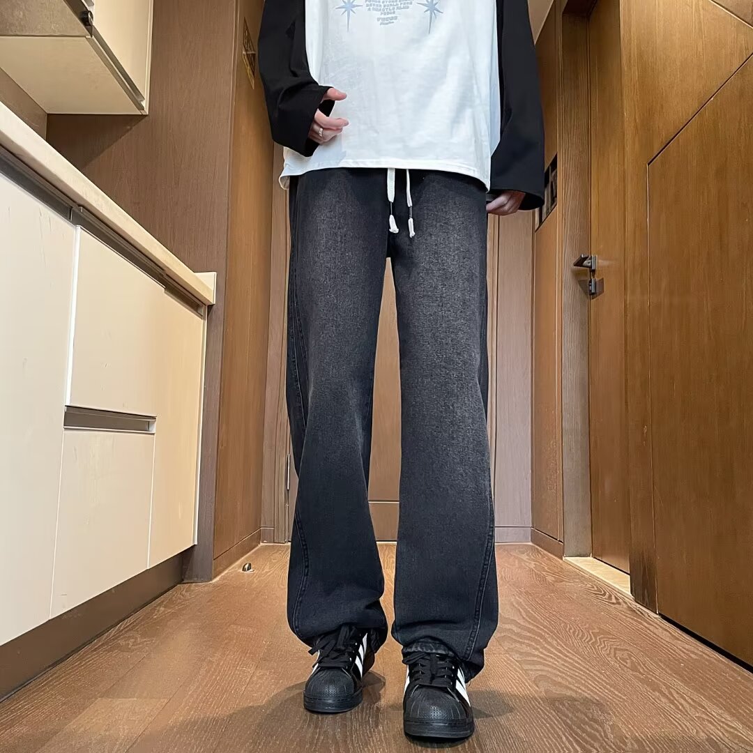 春季青春流行男大码宽松直筒百搭文艺直脚水洗牛仔裤nk006p50,男装牛仔裤,星座204-6