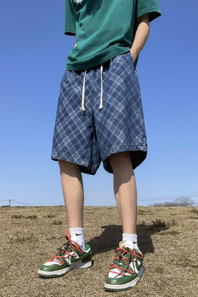 夏季宽松型休闲短裤潮牌装饰日系提花牛仔短裤dk588p45,男装休闲裤,星座204-6