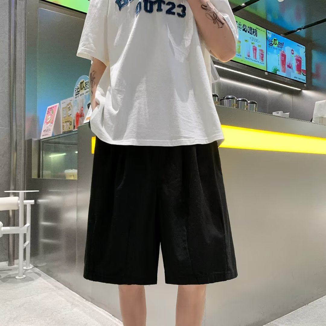 2024夏季纯色直筒男气质五分裤宽松型休闲短裤dk111 p25图片