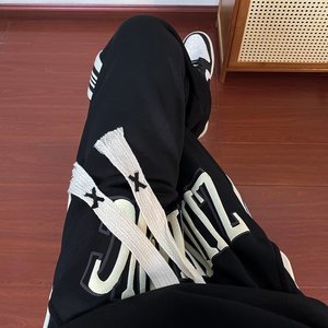 休闲裤男2023秋季免烫织带发泡印花运动裤男宽松卫裤k2955 p35图片