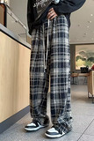 秋季格子毛呢裤子美式休闲直筒裤宽松百搭阔腿长裤k923p45，男装休闲裤，星座204-6
