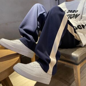2024春季韩版卫裤男直筒百搭宽松拼接休闲运动裤男k110 p40图片