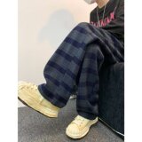 秋冬季格子裤重磅美式休闲直筒裤宽松百搭阔腿长裤k848p55，男装休闲裤，星座204-6