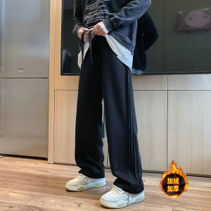 日系男冬季潮流宽松直筒休闲裤卫裤百搭抽绳长裤潮hk18 p45图片