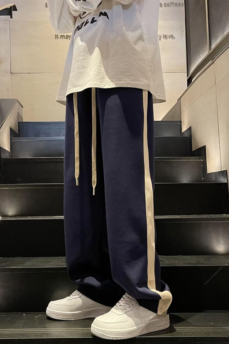2024春季韩版卫裤男直筒百搭宽松拼接休闲运动裤男k110p40,男装休闲裤,星座204-6