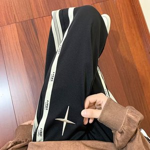 休闲裤嘻哈百搭卫裤阔脚直筒加绒男宽松运动长裤潮k182 p45图片
