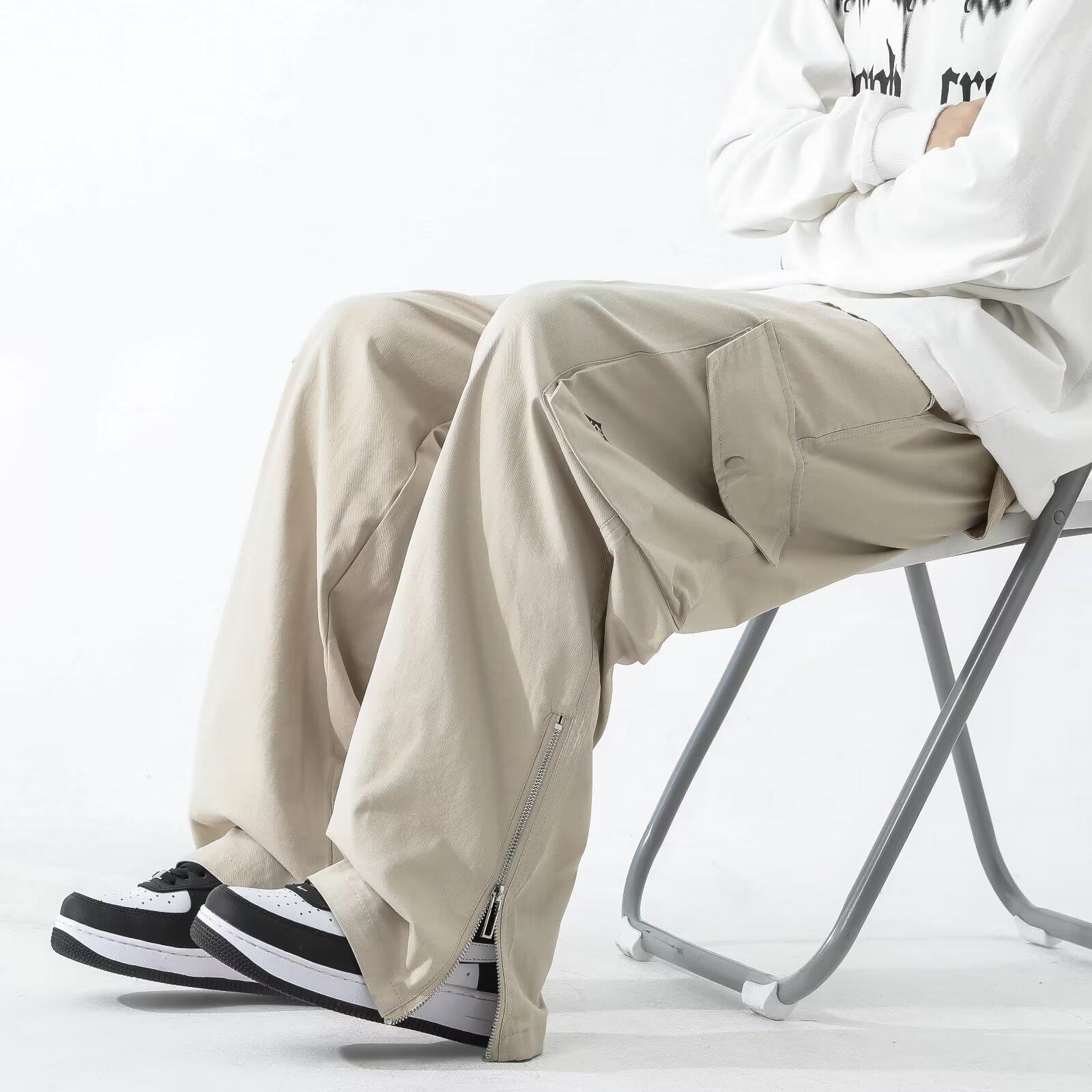 复古宽松阔腿机能立体口袋休闲束脚拉链工装裤嘻哈潮牌男k010p45，男装休闲裤，星座204-6