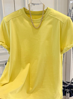 chic时髦超好看 卷边袖休闲痞帅垫肩短袖T恤女2026春夏X2235