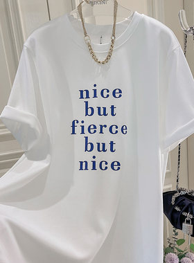 2026春夏新款 后背鱼骨线简约字母印花宽松休闲短袖T恤女D1656