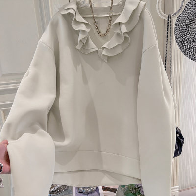 花瓣领长袖少女减龄卫衣女