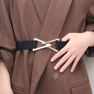 腰带女装饰宽配西装连衣裙子简约百搭收腰松紧腰饰夏季黑色腰封