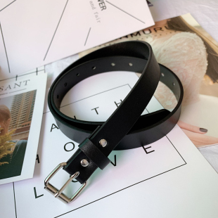 学生牛仔裤 饰韩版 带女生皮带 韩国腰带简约百搭装 女士皮带黑色时尚