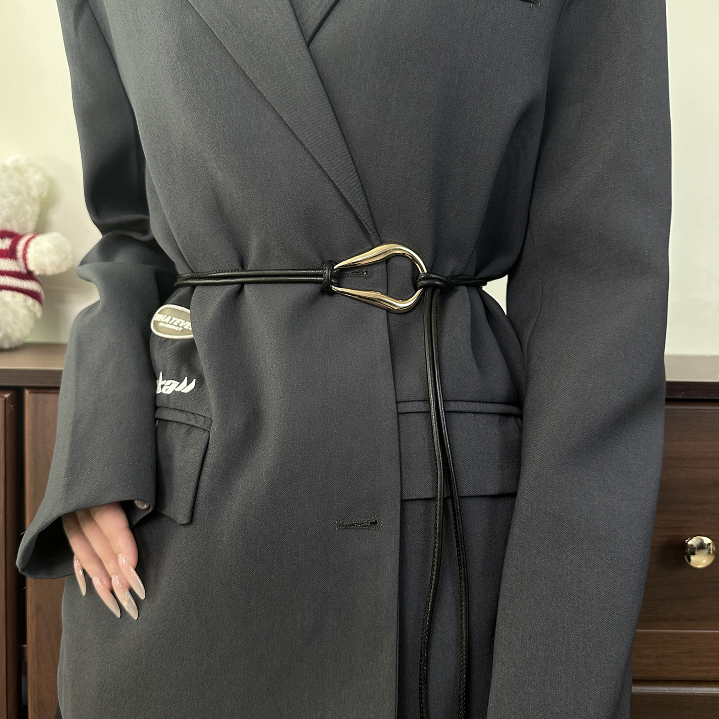 高级感女士腰带收腰打结