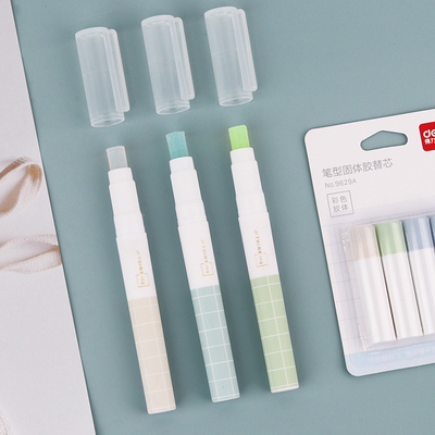 得力笔型固体胶便携胶棒 手帐工具素材学生办公文具15g手工胶棒芯