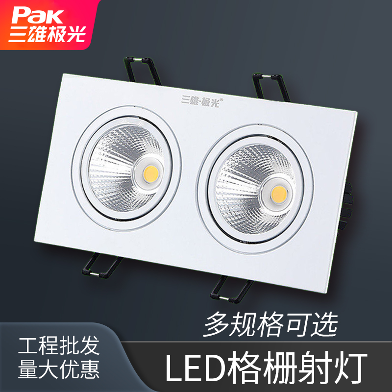 三雄极光led格栅射灯斗胆灯双头