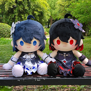 游戏崩3同人周边黑希儿·芙乐艾棉花娃娃彼岸双生坐姿玩偶