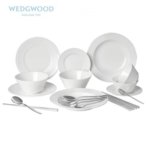 Wedgwood纯色浮雕2人份餐具套装