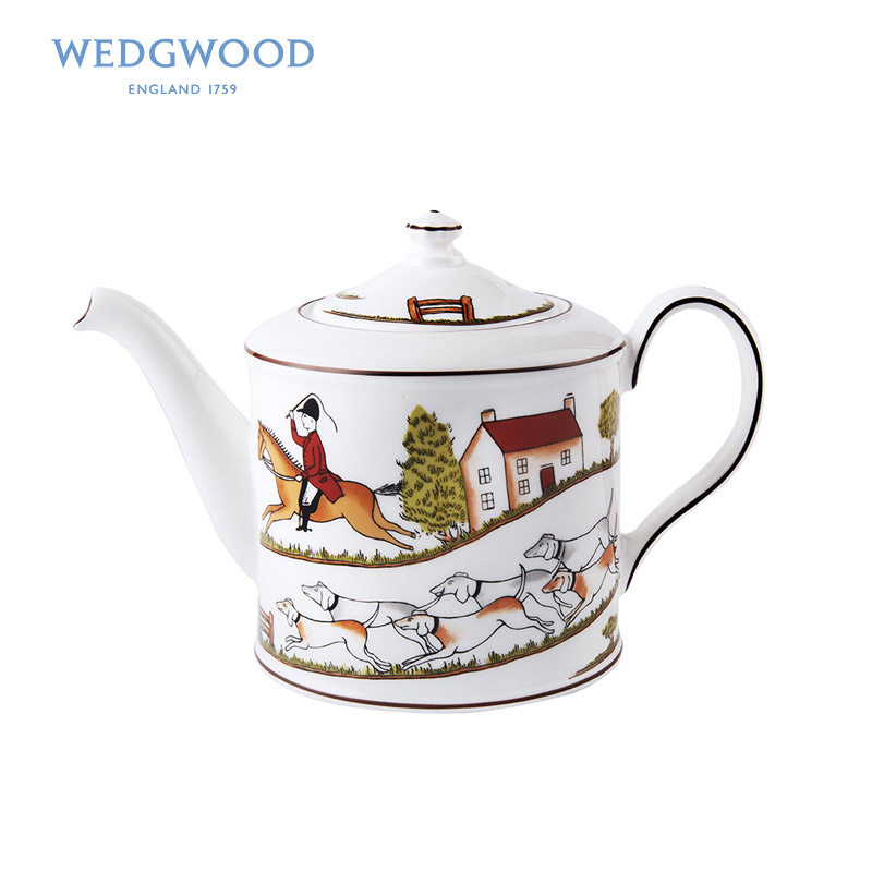 Wedgwood威基伍德Hunting Scene狩猎骨瓷380ml小壶带滤眼家用欧式
