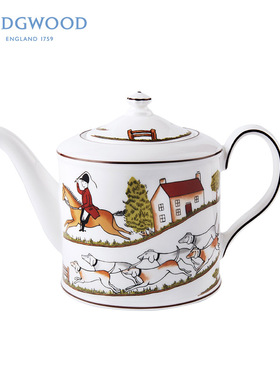 Wedgwood威基伍德Hunting Scene狩猎骨瓷380ml小壶带滤眼家用欧式