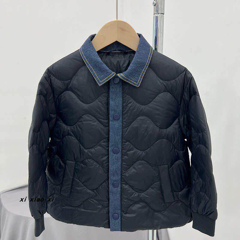 NEXT AINI秋冬冬季新款儿童羽绒服牛仔衬衫领男童90绒保暖外套