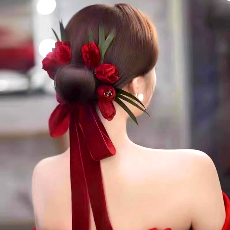 发簪发带绒布新娘头饰