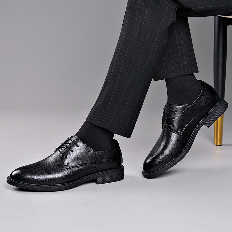 SPRING AND AUTUMN NEW BUSINESS DRESS LEATHER SHOES MENS LEATHER BREATHABLE CASUAL MENS SHOES BRITISH KOREAN VERSION POINTED TOE GROOM WEDDING SHOES