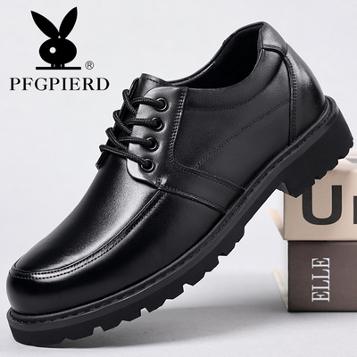 花公子男鞋皮鞋真皮软底爸爸鞋子