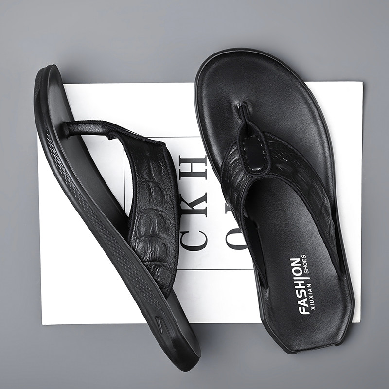 夏季夹脚人字拖防滑凉拖鞋子真皮