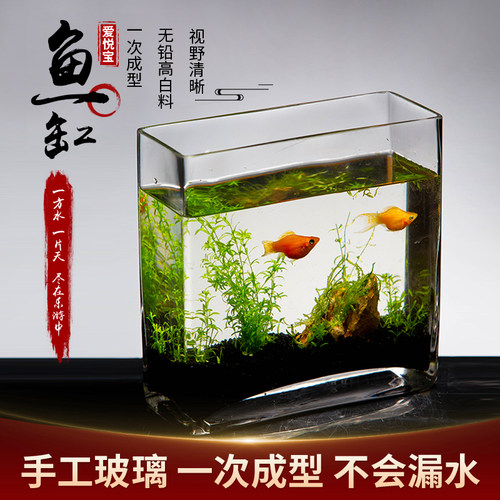 爱悦宝桌面玻璃金鱼缸一次成型