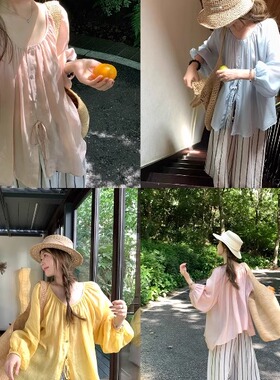 im向 会呼吸的防晒’苎麻/天丝轻盈感灯笼袖上衣女两面穿防晒小衫