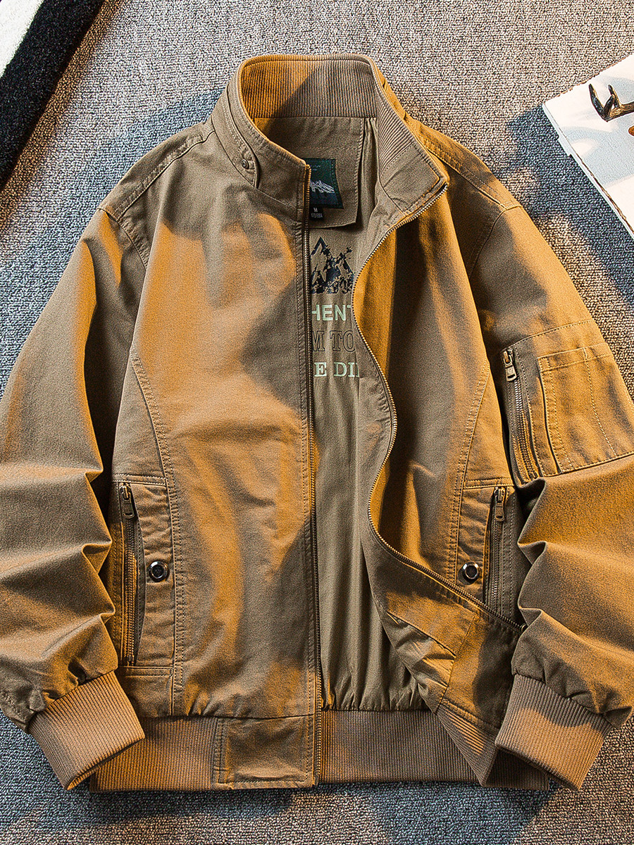 Kişi pambıq yaxalıq jaket, kargo üslubu, yaz-payız