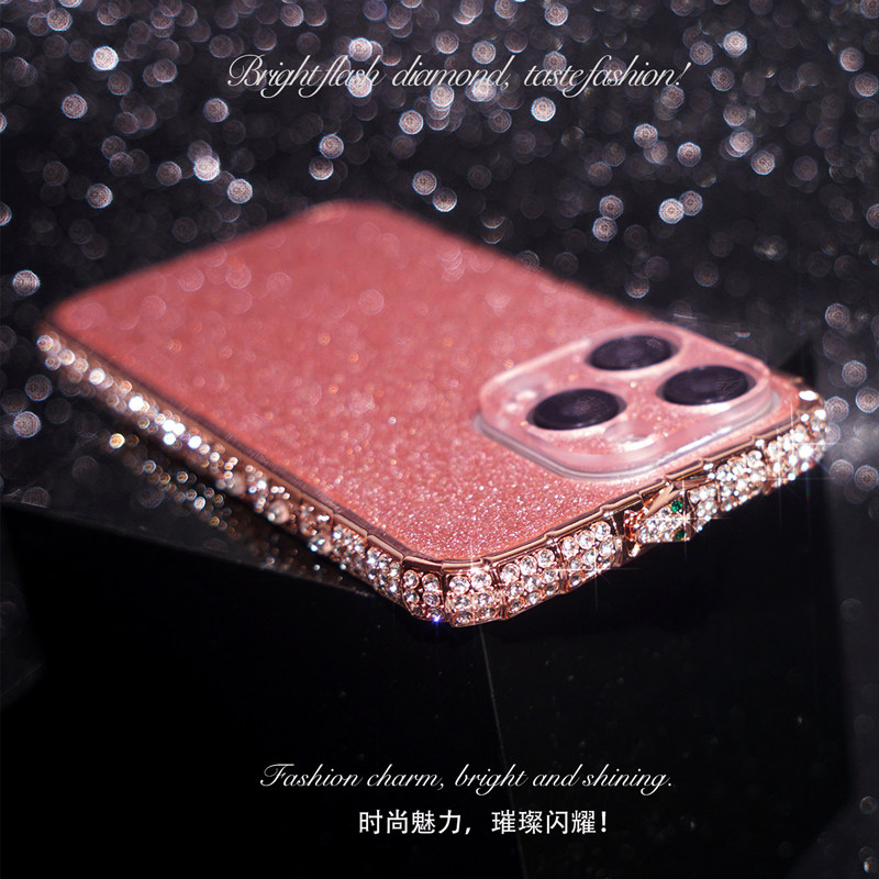 镶钻玫瑰金适用苹果iPhone16promax手机壳16pro气质女神钻石带钻2024新款外壳15plus高级感高端奢华满钻闪钻